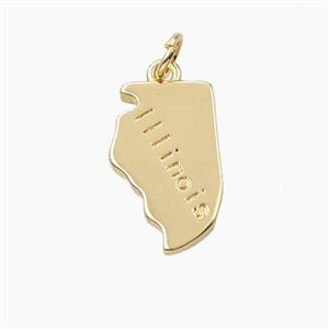 Copper Maps Of illinois Pendant Gold Plated, approx 10.5-17mm [FD27851]