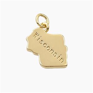 Copper Maps Of Wisconsin Pendant Gold Plated, approx 12-16mm [FD27853]