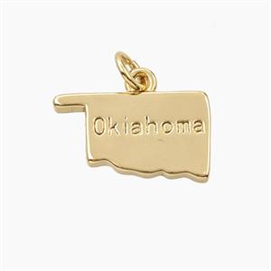 Copper Maps Of Oklahoma Pendant Gold Plated, approx 10-17mm [FD27857]