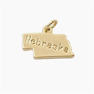 Copper Maps Of Nebraska Pendant Gold Plated, approx 9-16.5mm [FD27859]