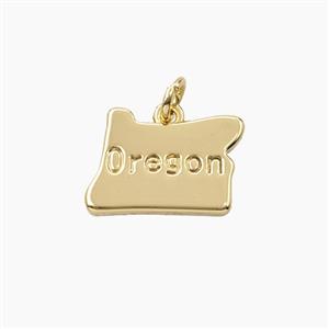 Copper Maps Of Oregon Pendant Gold Plated, approx 11-16mm [FD27861]