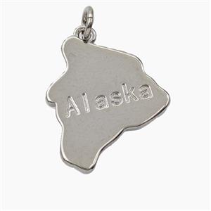 Copper Maps Of Alaska Pendant Platinum Plated, approx 18-20mm [FD27862]