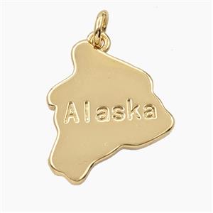 Copper Maps Of Alaska Pendant Gold Plated, approx 18-20mm [FD27863]