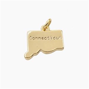 Copper Maps Of Connecticut Pendant Gold Plated, approx 11-14mm [FD27865]