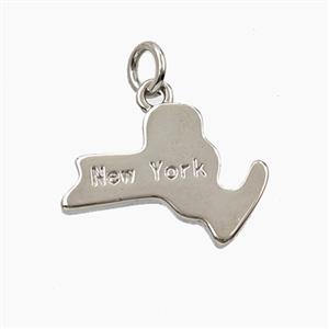 Copper Maps Of New York Pendant Platinum Plated, approx 14-19mm [FD27866]