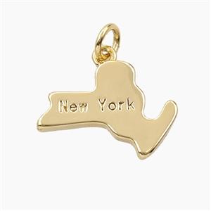 Copper Maps Of New York Pendant Gold Plated, approx 14-19mm [FD27867]