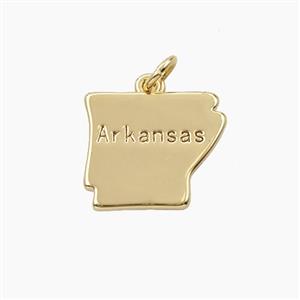 Copper Maps Of Arkansas Pendant Gold Plated, approx 14-16mm [FD27869]