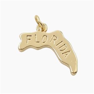 Copper Maps Of Florida Pendant Gold Plated, approx 14-18.5mm [FD27873]