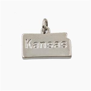 Copper Maps Of Kansas Pendant Platinum Plated, approx 9-17mm [FD27876]