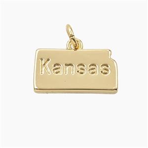 Copper Maps Of Kansas Pendant Gold Plated, approx 9-17mm [FD27877]
