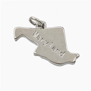 Copper Maps Of Maryland Pendant Platinum Plated, approx 12-19mm [FD27886]