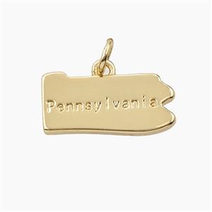 Copper Maps Of Pennsylvania Pendant Gold Plated, approx 9-18mm [FD27891]