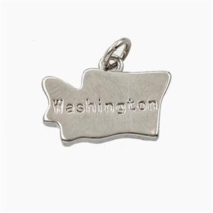 Copper Maps Of Washington Pendant Platinum Plated, approx 10-17mm [FD27892]