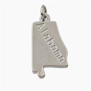 Copper Maps Of Alabama Pendant Platinum Plated, approx 12-19mm [FD27894]