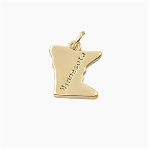 Copper Maps Of Minnesota Pendant Gold Plated, approx 12-13mm [FD27897]