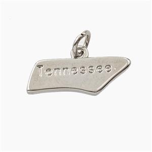 Copper Maps Of Tennessee Pendant Platinum Plated, approx 7-20mm [FD27898]
