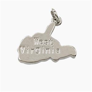 Copper Maps Of West Virginia Pendant Platinum Plated, approx 13-18mm [FD27904]