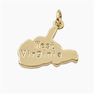 Copper Maps Of West Virginia Pendant Gold Plated, approx 13-18mm [FD27905]