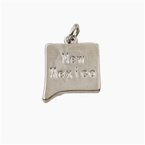 Copper Maps Of New Mexico Pendant Platinum Plated, approx 14-15mm [FD27906]