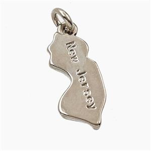Copper Maps Of New Jersey Pendant Platinum Plated, approx 9-19mm [FD27912]