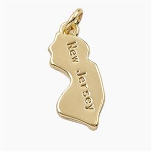 Copper Maps Of New Jersey Pendant Gold Plated, approx 9-19mm [FD27913]