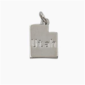 Copper Maps Of Utah Pendant Platinum Plated, approx 11-14mm [FD27916]