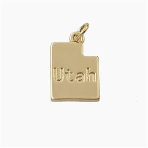 Copper Maps Of Utah Pendant Gold Plated, approx 11-14mm [FD27917]