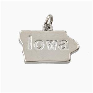 Copper Maps Of iowa Pendant Platinum Plated, approx 10-18mm [FD27918]