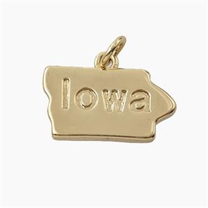 Copper Maps Of iowa Pendant Gold Plated, approx 10-18mm [FD27919]