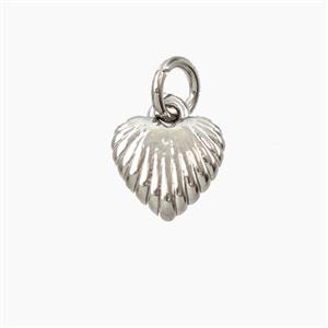 Copper Heart Pendant Ribbed Platinum Plated, approx 8mm [FD27923]