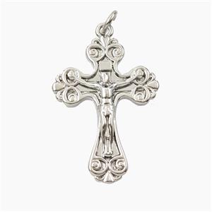 Copper Crucifix Cross Pendant Platinum Plated, approx 20-28mm [FD27945]