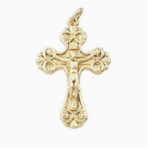 Copper Crucifix Cross Pendant Gold Plated, approx 20-28mm [FD27946]