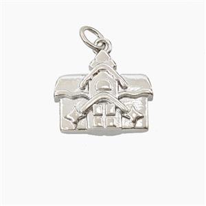 Copper House Pendant Platinum Plated, approx 14-16mm [FD27947]