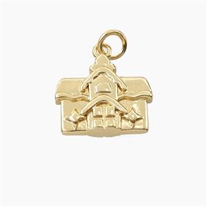 Copper House Pendant Gold Plated, approx 14-16mm [FD27948]