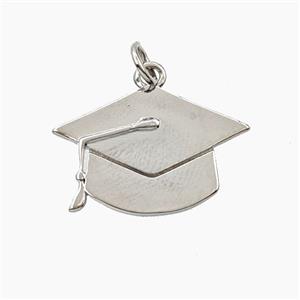 Copper Graduation Cap Pendant Platinum Plated, approx 14-21mm [FD27949]