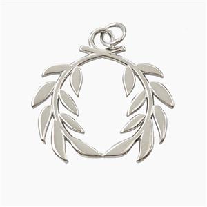 Copper Laurel Wreath Pendant Platinum Plated, approx 20-23mm [FD27953]