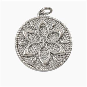 Copper Mandala Flower Pendant Platinum Plated, approx 21mm [FD27955]