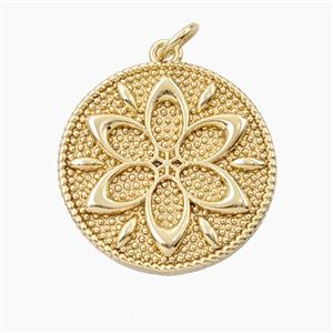 Copper Mandala Flower Pendant Gold Plated, approx 21mm [FD27956]