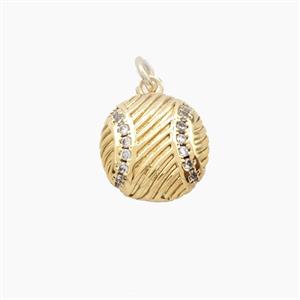 Copper Baseball Pendant Pave Zirconia Sports Gold Plated, approx 12mm [FD27968]