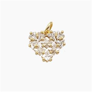 Copper Heart Pendant Pave Zirconia Gold Plated, approx 13mm [FD27970]