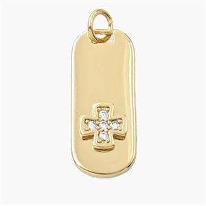 Copper Rectangle Cross Pendant Pave Zirconia Gold Plated, approx 9-22mm [FD27972]
