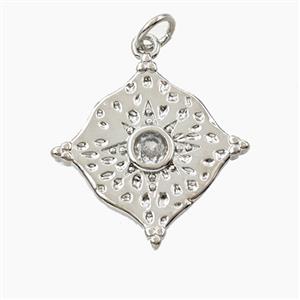 Copper Star Pendant Pave Zirconia Platinum Plated, approx 21mm [FD27977]
