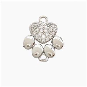 Copper Paws Connector Pave Zirconia Platinum Plated, approx 13-14mm [FD27979]