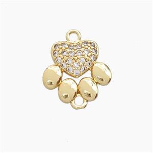 Copper Paws Connector Pave Zirconia Gold Plated, approx 13-14mm [FD27980]