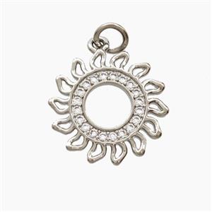 Copper Sun Pendant Pave Zirconia Platinum Plated, approx 17mm [FD27983]