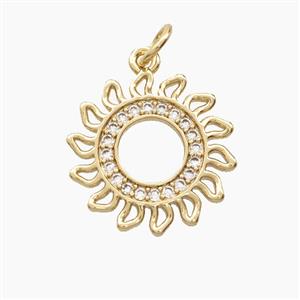 Copper Sun Pendant Pave Zirconia Gold Plated, approx 17mm [FD27984]