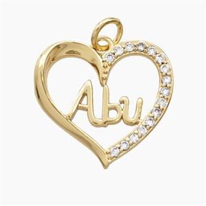 Copper Heart Pendant Pave Zirconia Abu Gold Plated, approx 18-19mm [FD27994]