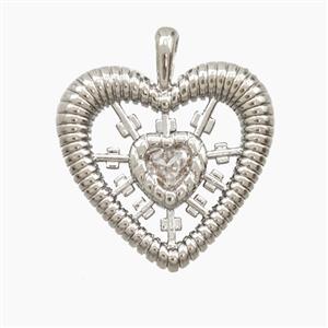 Copper Heart Pendant Pave Zirconia Platinum Plated, approx 18mm [FD27995]