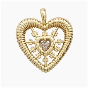 Copper Heart Pendant Pave Zirconia Gold Plated, approx 18mm [FD27996]