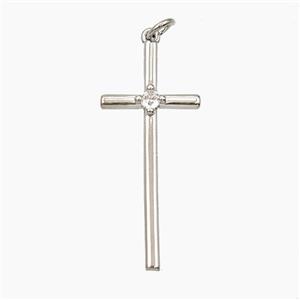Copper Cross Pendant Pave Zirconia Platinum Plated, approx 15-35mm [FD28005]